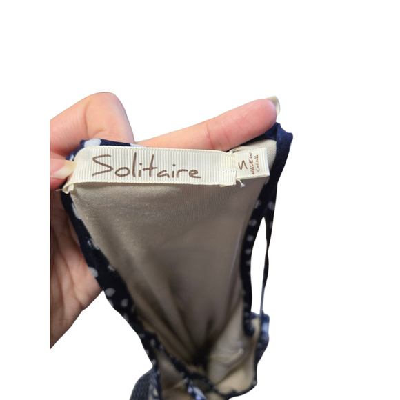 Solitaire floral and polkadot blue and white sleeveless dress, size small - Picture 3 of 4